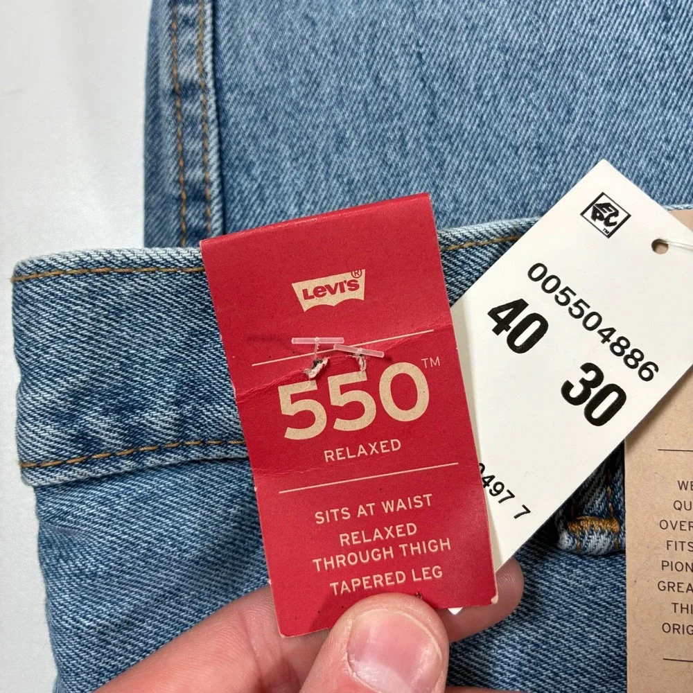 NEW Levi's 550 Relaxed Fit Jeans 40x30 Medium Wash Tapered Denim USA Cowboy